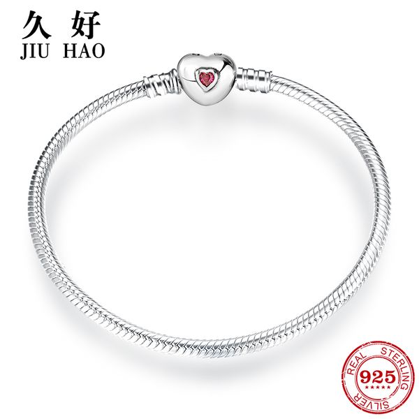 

925 sterling silver charms love heart bracelets & bangle heart shape pave wine red cubic zirconia cz fashion womens jewelry, Golden;silver