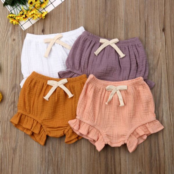 

2019 summer clothes infant baby girl cotton solid color ruffle pp shorts nappy diaper covers bloomers 0-18m, Black