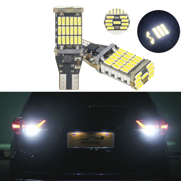 

4pcs t15 921 w16w 45 smd 4014 led auto additional lamp canbus no error reverse lights car daytime running light white dc 12v 2x