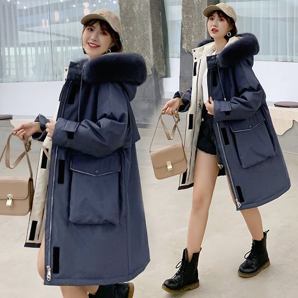 

2020 пуховик женские толстые длинные workwear сыпучие -манекенщица талии обниматься coat новый стиль pike стиль зимний теплый шинель, Black