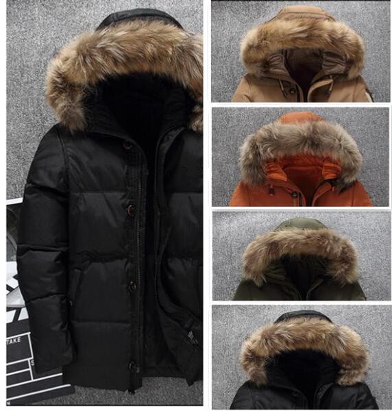

New the north men 039 clothing winter down jacket parka keep warm goo e down coat oft hell fur collar hat thick outdoor face jacket, Black