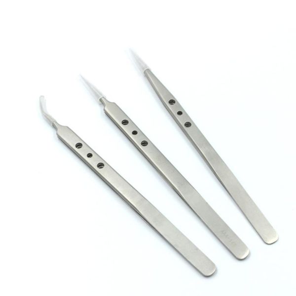 

stainless steel precision straight fine tip tweezers high elasticity for mobile phone motherboard repair tool