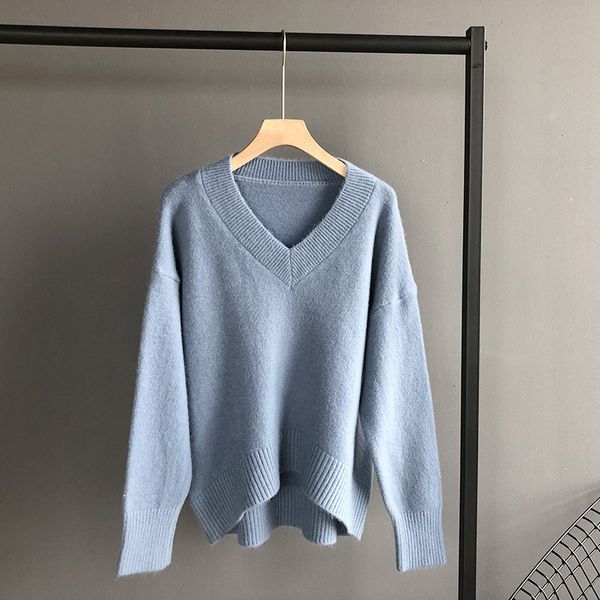 

mooirue осень 2019 femme повседневный перемычка v шеи длинные вязание сыпучие пуловеры femme белый серый свитер, White;black