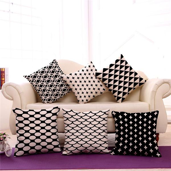 

45*45 cm decorative designer black white abstract geometric throw pillowcase pillow cover for couch abstract black and white pillowcase