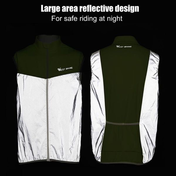 

outdoor reflective vest windproof sleeveless night jogging jacket for outdoor cycling night jogging running clothes, Black