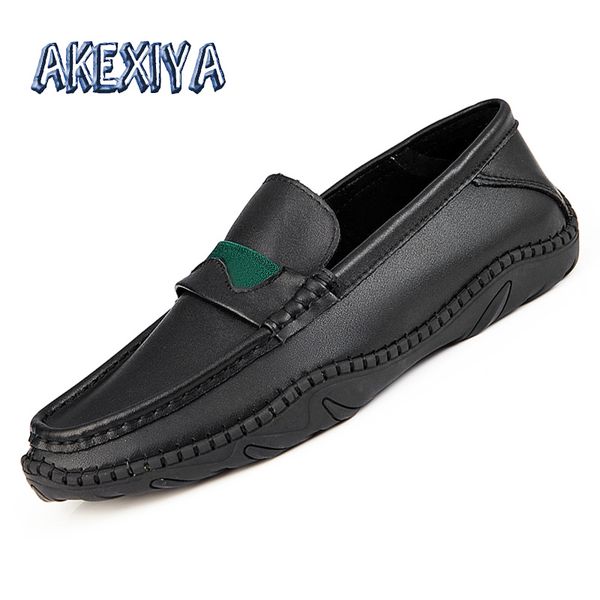 

classic mens loafers handmade fashion man's casual shoes gentleman style men's wedding shoes open toe mens style 38-48, Black