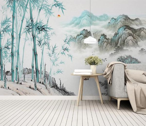 

custom 3d abstract ink landscape bamboo p mural wallpaper living room bedroom home decor background wallpaper murals