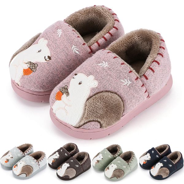

toddler boys girls fashion shoes warm cute animal kid home slipper, Black;grey