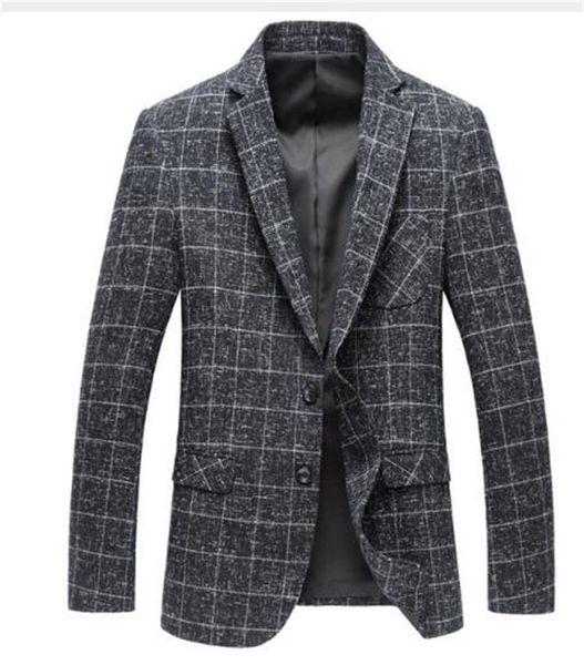 

2019 wool fashion jacket men classic jacket stylish grid suit blazer casual business tailored mens skinny slim blazer, White;black