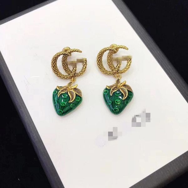 

new fashion strawberry diamond earrings vintage strawberry 925 silver needle .stud earrings ear stud accessories jewelry ing, Black