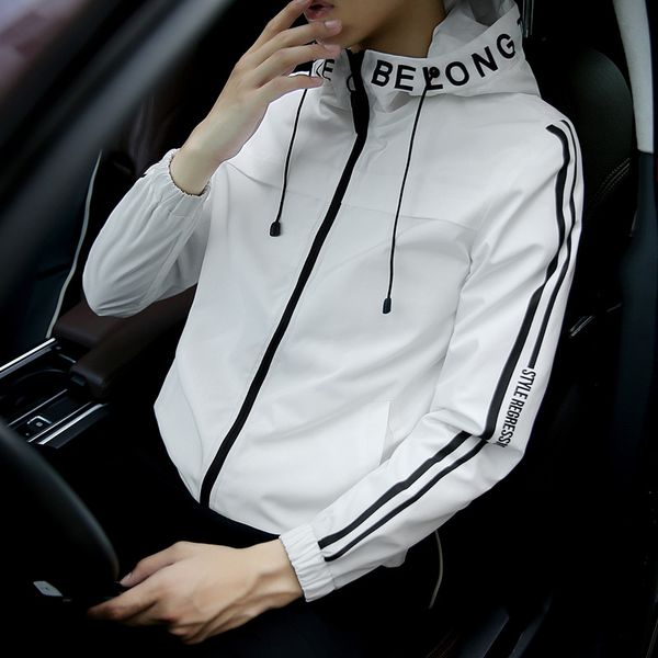 

men's jackets versatile hooded jacket loose casual windproof trend spring and autumn clothing youth student sports coat, Black;brown