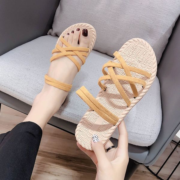 

beige heeled sandals fashion womens shoes 2020 summer heels cross all-match black female comfort block elastic velvet