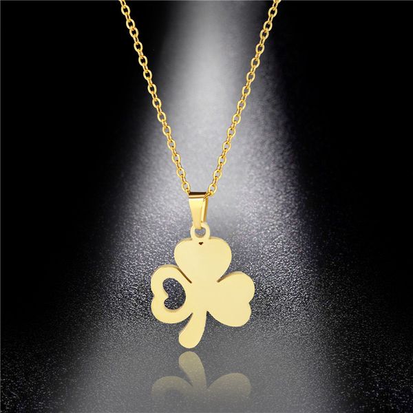 

simple titanium steel four-leaf clover necklace female jewelry 316l stainless steel clover pendant does not fade, Silver