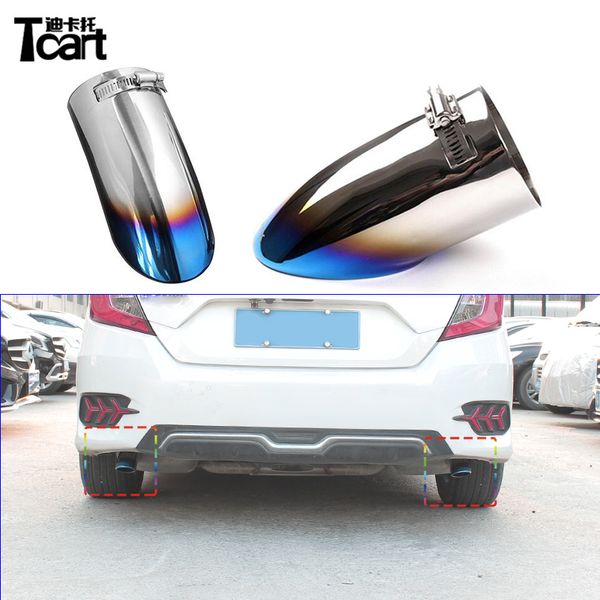 

tcart сзади автомобиля хвост горло автомобиль глушитель совет трубы из нержавеющей стали хромированной отделкой модифицированный для civic 2