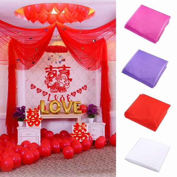 

5m*1.35m party decoration organza fabric table curtain wedding chair sash bow table runner swag table skirt