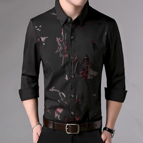 

turn down collar mens dress shirts 2019 brand new chemise homme casual button down long sleeve slim fit shirt men clothes, White;black