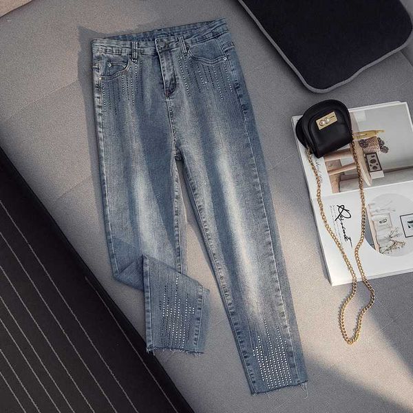 

summer korean large size blue jeans for women 2020 new high waisted thin diamond loose ladies jeans vetement femme tide 4xl z205, Black;white