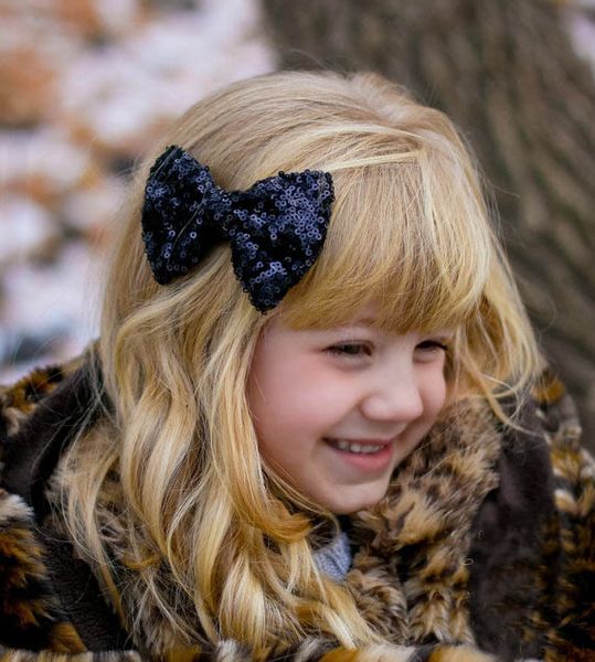 

hair band children embroidery sequins hairpin cute baby big bow hair accessories headdress, Golden;silver