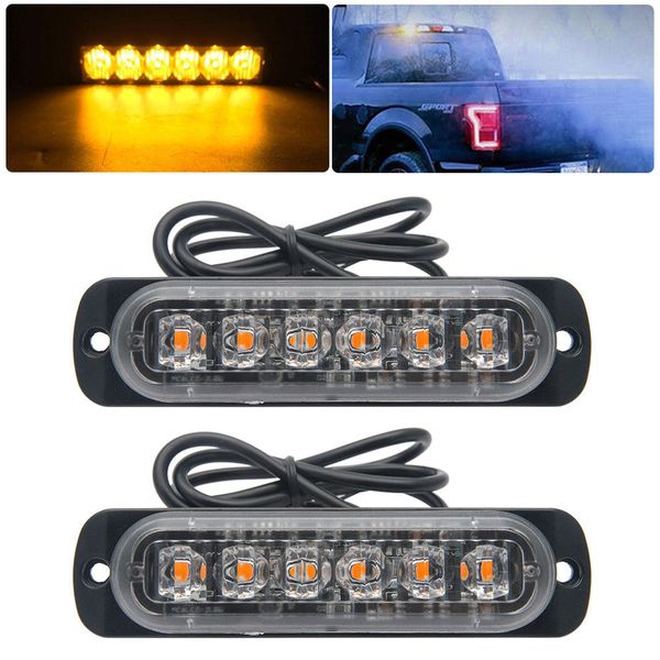 

pair 6 led strobe lights emergency warning flashing lamp ute truck side amber