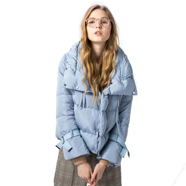 

sutrahande 2019 winter down jacket women white duck down coat casual female parka, Black