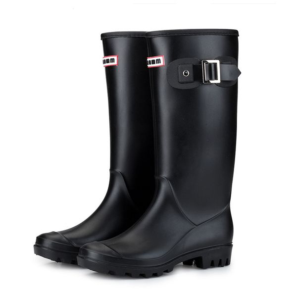 

Women Warm Lined Waterproof Rain Boots Block Heel Buckles Round Toe Pull-on Cold Weather High Winter Wellington Insulated