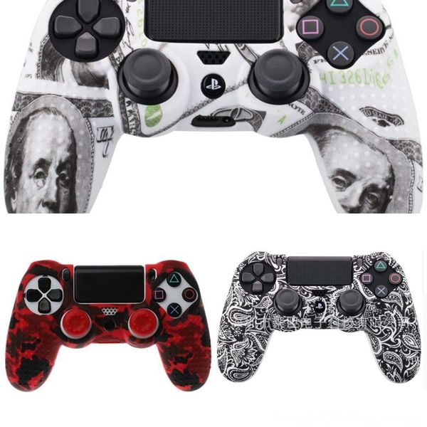 

1kdws protective sony case skin + analog sticks grip for silicone ps3 controller caps cover for ps2 camouflage ps4 gamepad ps3