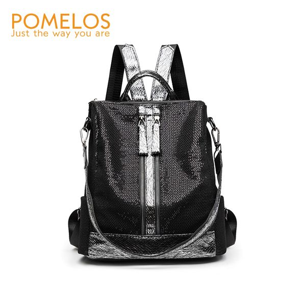 

pomelos backpack women 2019 new arrival woman lapbackpack 13 inches fabric lace sequin travel women