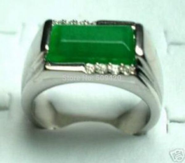 

beautiful green jade men's ring size, Silver
