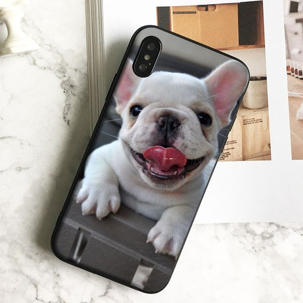 

capa luxury white french bulldog phone case for iphone 11 pro xs max xr 8 7 6s plus 5 se case soft black tpu silicone cover.