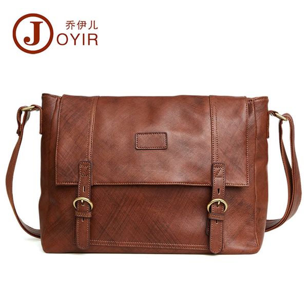 

briefcases for male genuine leather briefcase single shoulder office bags soft planting leather fashion brown color slant bag