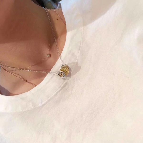 

delicate necklaces s925 sterling silver 18k detachable three-ring necklace show female beauty exquisite gift for women