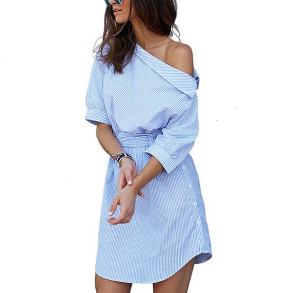 

women summer dress blue striped shirt short mini side split half sleeve beach dresses plus size sundress 3xl designer clothes, Black;gray
