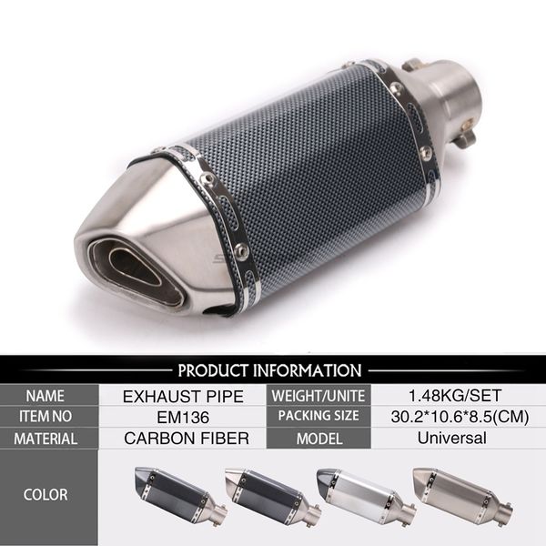 

38-51mm universal motorcycle akrapovic exhaust modified muffler pipe scooter pit bike dirt motocross for yamaha