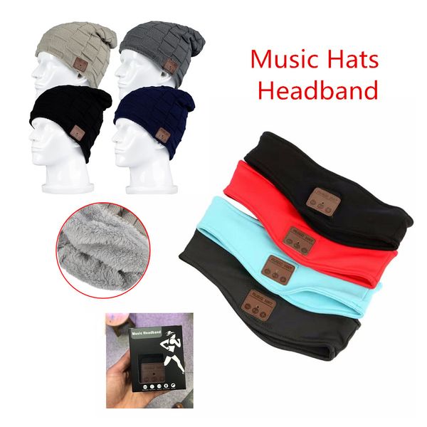 Bluetooth Müzik Şapka Uyku Spor Kulaklık Koşu için yumuşak sıcak Artı Kadife Kafa Kulaklık Mikrofon Kablosuz Bluetooth Kulaklık Kulaklık Caps