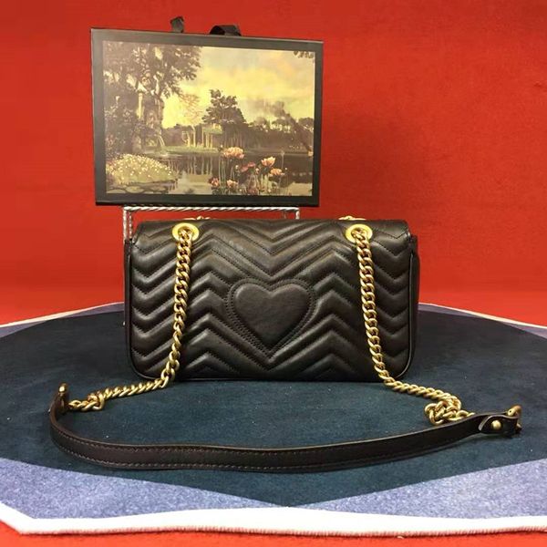 

fashion love heart v wave pattern satchel shoulder bag chain handbags crossbody purse lady leather classic