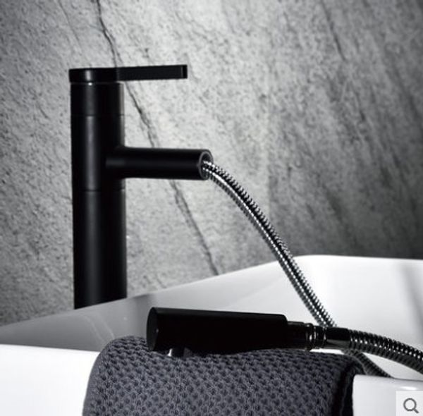 

bathroom sink faucets black personality pullable faucet