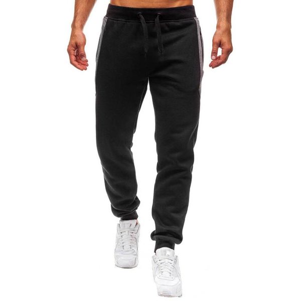 

2019 autumn new fashion thin section pants men casual trouser jogger bodybuilding fitness sweat printed casual pocket sweatpants, Black