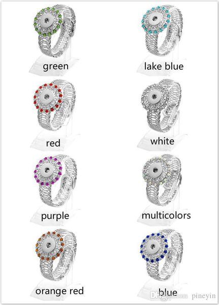 

brand new 18mm snap buttons metal bracelets bangle 8 colors crystal rhinestone wrap bracelet snap button jewelry for man or women, Black