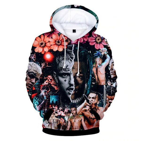 

2019 new fashion xxxtentacion lil peep 3d printing hoodies sweatshirt men women pullover sweater coat a582, Black