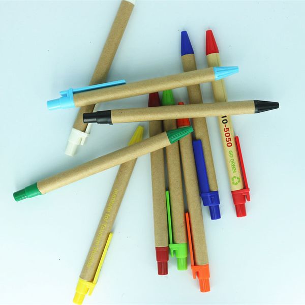 

eco-friendly paper ballpoint pens custom logo school supplies stationery plastic clip pens promotional students ballpoint pens dh1334 t03, Blue;orange