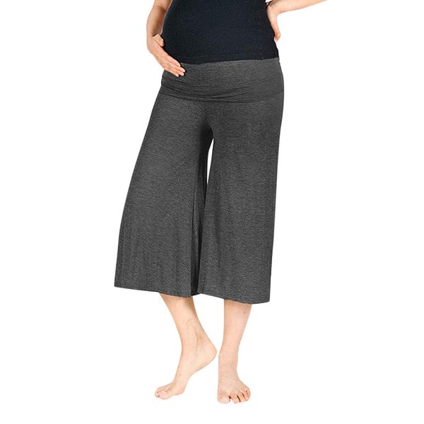 

solid trousers loose wide leg pants women's maternity pants pregnancy comfort high waisted tummy for pregnant # es, White