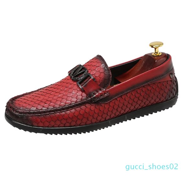 

genuine leather men loafers fashion metal buckle slip-on leisure comfortable party dress shoes black brown size 38-43 g02