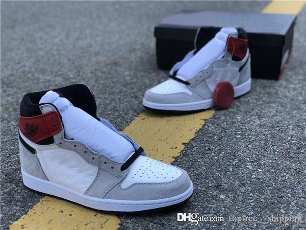 

air aauthentic 1 high og retro white black light smoke grey men basketball shoes 555088-126 1s suede varsity red man sneakers with box