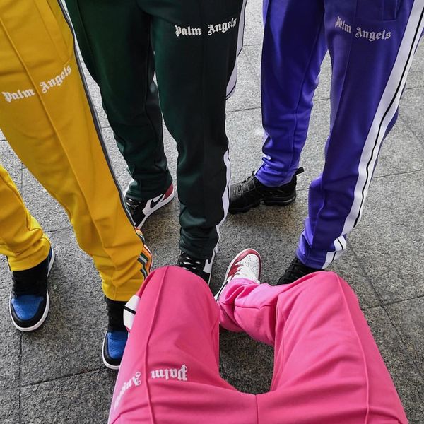 

Palm Angels Брюки Моды для Мужчин Молния Лодыжки Бегунов Брюки Винтаж Полосатый Трек Б
