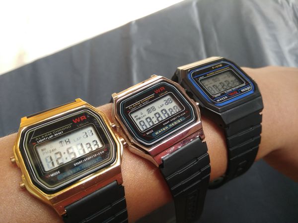 

classic student watches candy child thin led watch alarm clocks, Slivery;brown