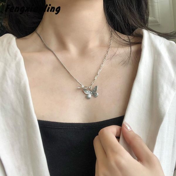 

fengxiaoling 2020 новый год сбора винограда способа тайский серебряный кулон ожерелья 925 стерлингового серебра красиво бабочка себе ожерель, Silver