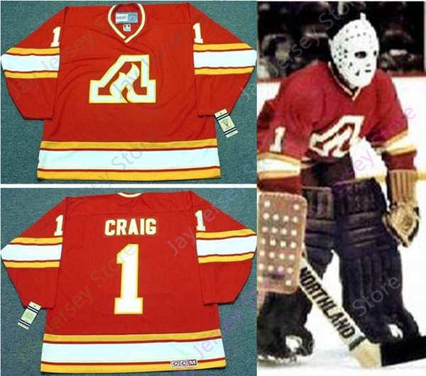 

Custom ATLANTA FLAMES JIM CRAIG Atlanta Flames 1980 CCM Vintage Throwback Away Hockey Jersey
