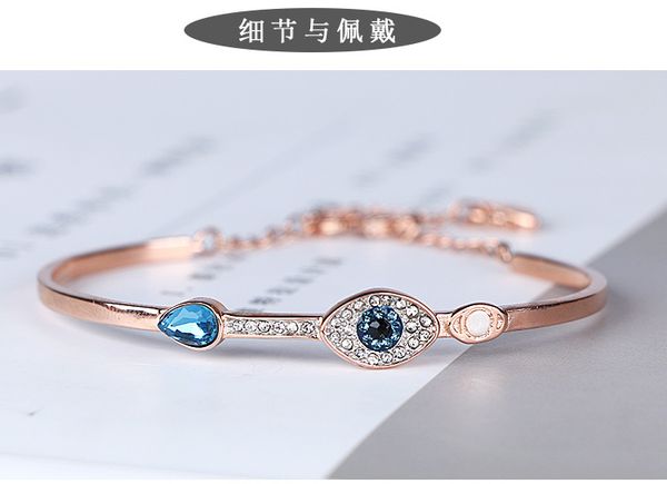 

japan and south korea fashion austrian crystal devil's eye temperament bracelet factory direct sale, Black