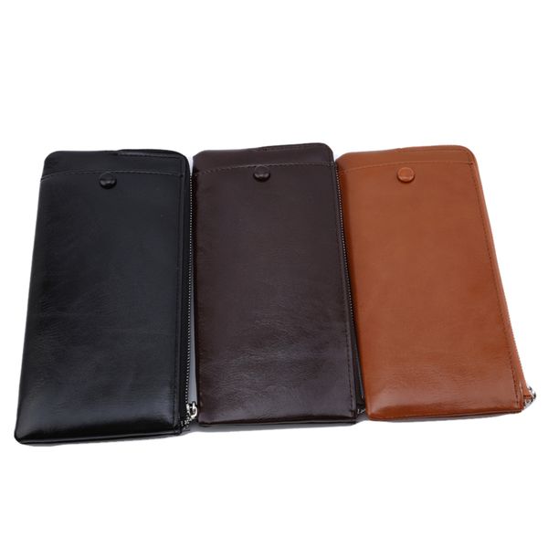

men's long section of men's leather wallet card package multiple screens of ultra-thin large capacity, Red;black