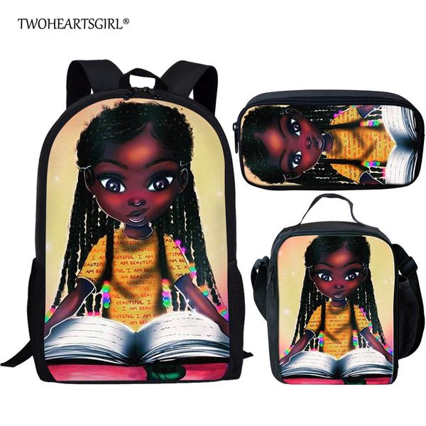 

twoheartsgirl stylish african american princess school bag sets cartoon afro girl book bag student kids schoolbags mochila